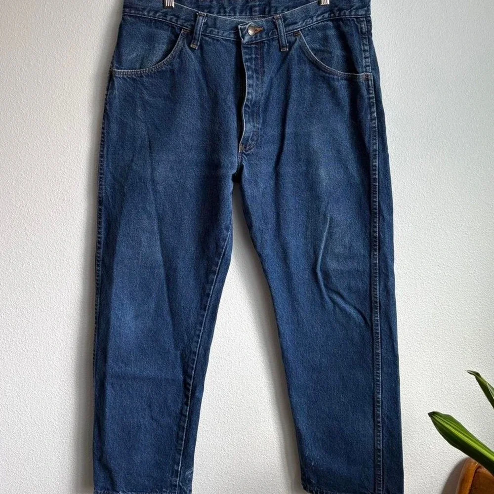 Rustler Wrangler Denim Straight Leg Jeans Dark Wash 36x29